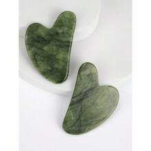 1件心形设计刮痧板天然玉石面部按摩器，女士护肤面部按摩工具，精美礼品，美容，护肤产品，SPA，自我护理，护肤工具，面部护理，美容师用品，按摩，面部按摩工具，面部滚轮 - 彩色 - 查看 2