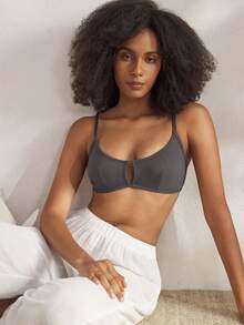 Ocili 100% 纯棉前开合简约品质舒适柔软前开合女士文胸 - 灰色 - 查看 2