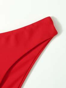 SHEIN Swim Summer Beach Cheeky Bikini Panty Bathing Suit Bottoms - Red - View 5