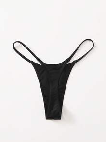 Oceva Summer Beach Solid Thong Bikini Panty - Black - View 3