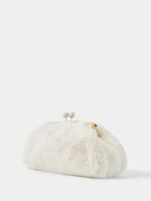 SHECARRY 女士、女式手包、毛绒、时尚、优雅、简约、个性化、多功能、经典、适合约会、日常、购物、下午茶、鸡尾酒会、派对、舞会、俱乐部、生日、晚会、约会之夜、宴会 - 米色 - 查看 5