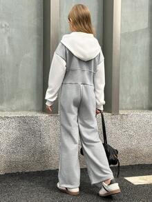 Áo nỉ thể thao thường ngày có mũ trùm đầu màu đen có khóa kéo và áo liền quần bằng vải nỉ cạp cao cho bé gái - Nhiều màu - Xem 2