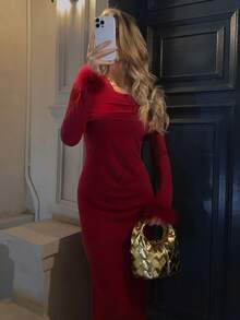 Elyressa Vestido elegante y romántico de otoño para mujer - Burdeos - Ver 1