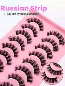 10 Pares de Cílios Encaracolados em D, Olhar Natural, Volume Volumoso, Esfumado, Reutilizável, Macio, Leve, Cílios Postiços Fáceis de Aplicar para Maquiagem de Cílios Dramática, Tiras de Cílios, Cílios, Cílios Postiços - Vários - Visão 11