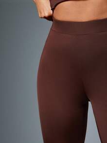 Hauture Fall Boho Sexy Casual Stretch Exaggerated Long Flare Pants - Brown - View 5