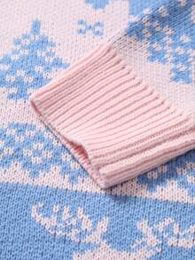 Manfinity Homme Men's Christmas Reindeer Pattern Crew Neck Long Sleeve Casual Sweater, Autumn/Winter - Pink - View 4