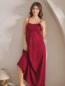 Ocili 舒适宽松无袖连衣裙，秋冬休闲家居服 - 中紫紅色 - 查看 3