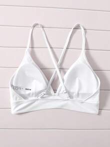 SHEIN Swim Áo bikini Hội Chữ thập màu trơn Thanh lịch - trắng - Xem 2