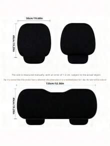 1/3PCS Universal Car Seat Cushion Summer Thin Woven Viscose Cooling Breathable Soft Comfort Anti Slip Front Rear Seat Cover For Driving Commuting Travel Auto Accessories - Black - View 3