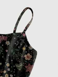 ROMWE Goth 森林兔子暗黑哥特神秘印花迷你连衣裙（女款） - 黑色 - 查看 3