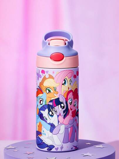 My Little Pony X SHEIN 16 Oz / 500 Ml   Stainless Steel Insulated Leak-Proof  With Straw Lid And Silicone Straw, Easy To Use For Boys And Girls, Perfect For Camping And School Use.,Gift Ideas
