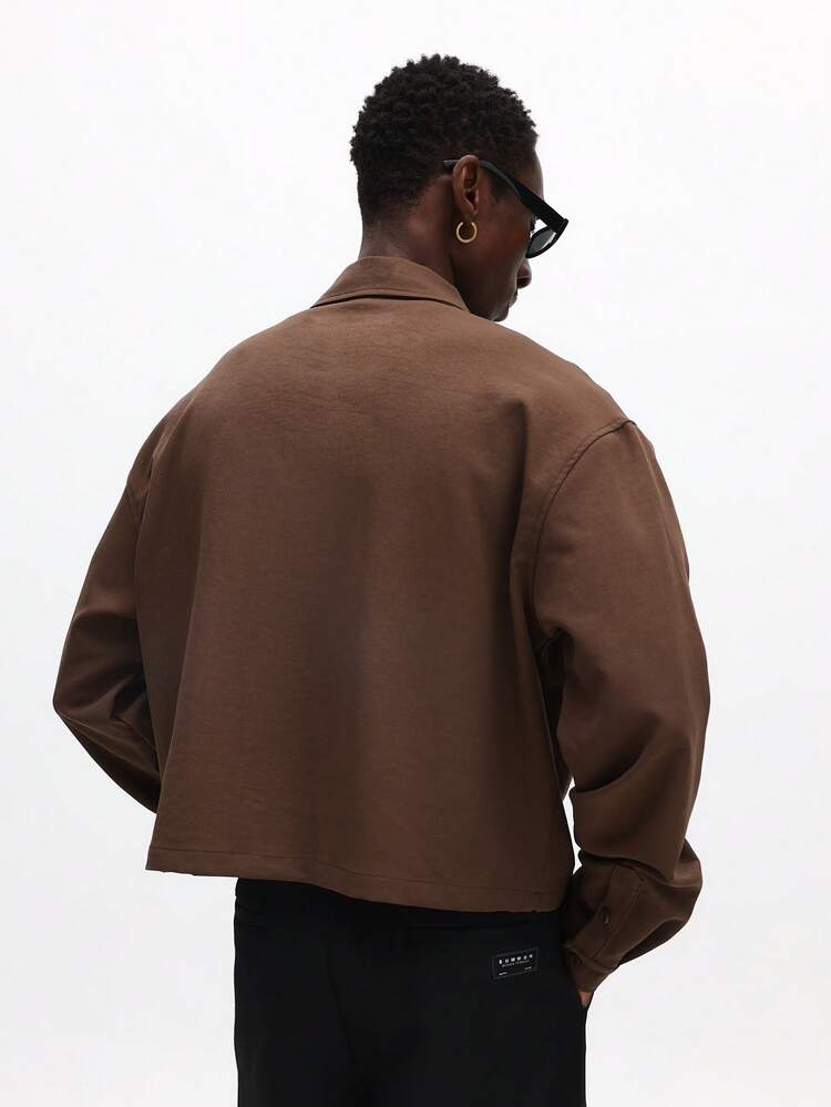 Crop Fit Long Sleeve Button Down Shirt