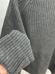 Chiquease 杏色女士针织毛衣两件套，罗纹奶油色套头衫和裤子，休闲简约风。