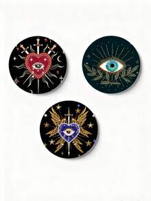 ROMWE Goth 4pcs Teletubbies Collab Cute Badge Cartoon Brooch Metal Backpack Pendant Gifts - Multicolor - View 1