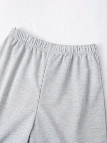 Sparklyn 2pcs/Set Girls Casual Fashion Street Style Numeric & English Letter Star Pattern V-Neck Loose Long Sleeve Top And Wide Leg Sweatpants Sports Suit, Daily Wear