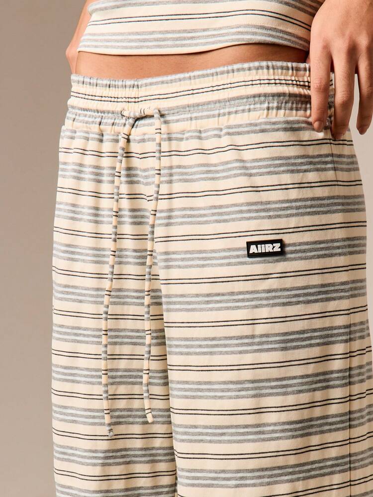Striped Long Sleeve Polo With Wide Leg Pants
