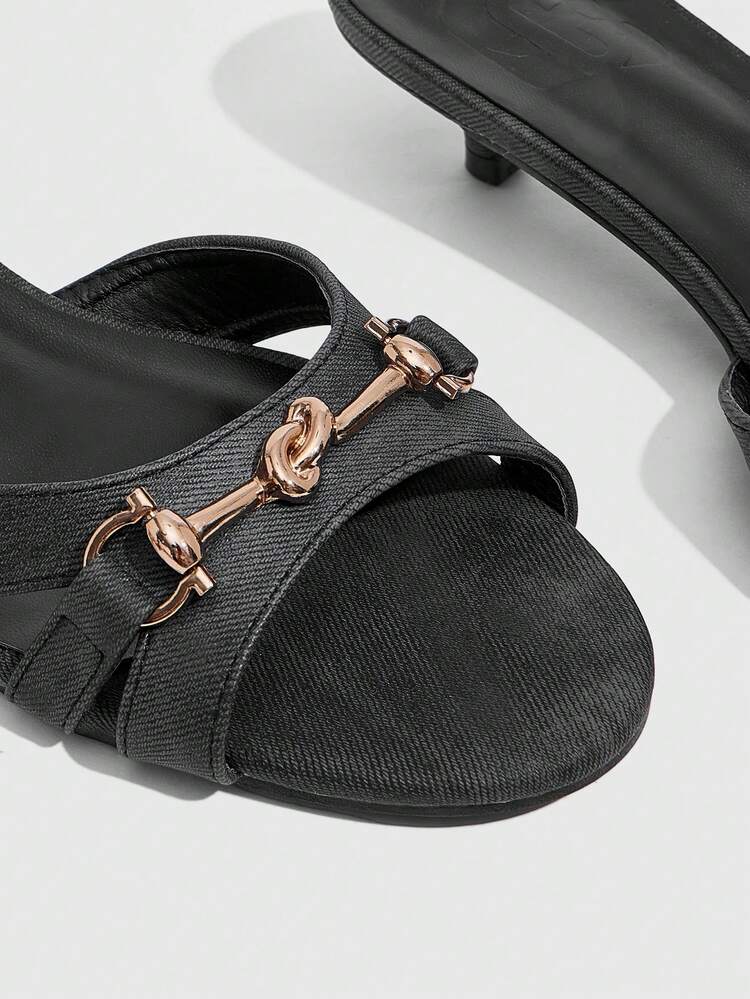 CUCCOO SZL Women's Metal Decor Fashion Daily Wear Stiletto Slide Sandals For Christmas