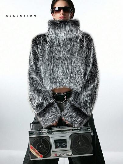 LYSMO 女士仿毛皮高领长袖外套，秋冬季时尚之选