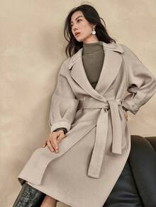 Dazy-Less Manteau ample décontracté pour femmes avec ceinture à la taille et col châle