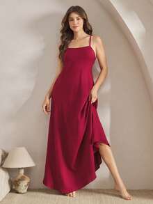 Ocili 舒适宽松无袖连衣裙，秋冬休闲家居服 - 中紫紅色 - 查看 7