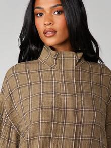 MISSGUIDED Plaid Funnel Neck Zip Cropped Jacket For Fall Winter Casual Outerwear - Multicolor - View 5