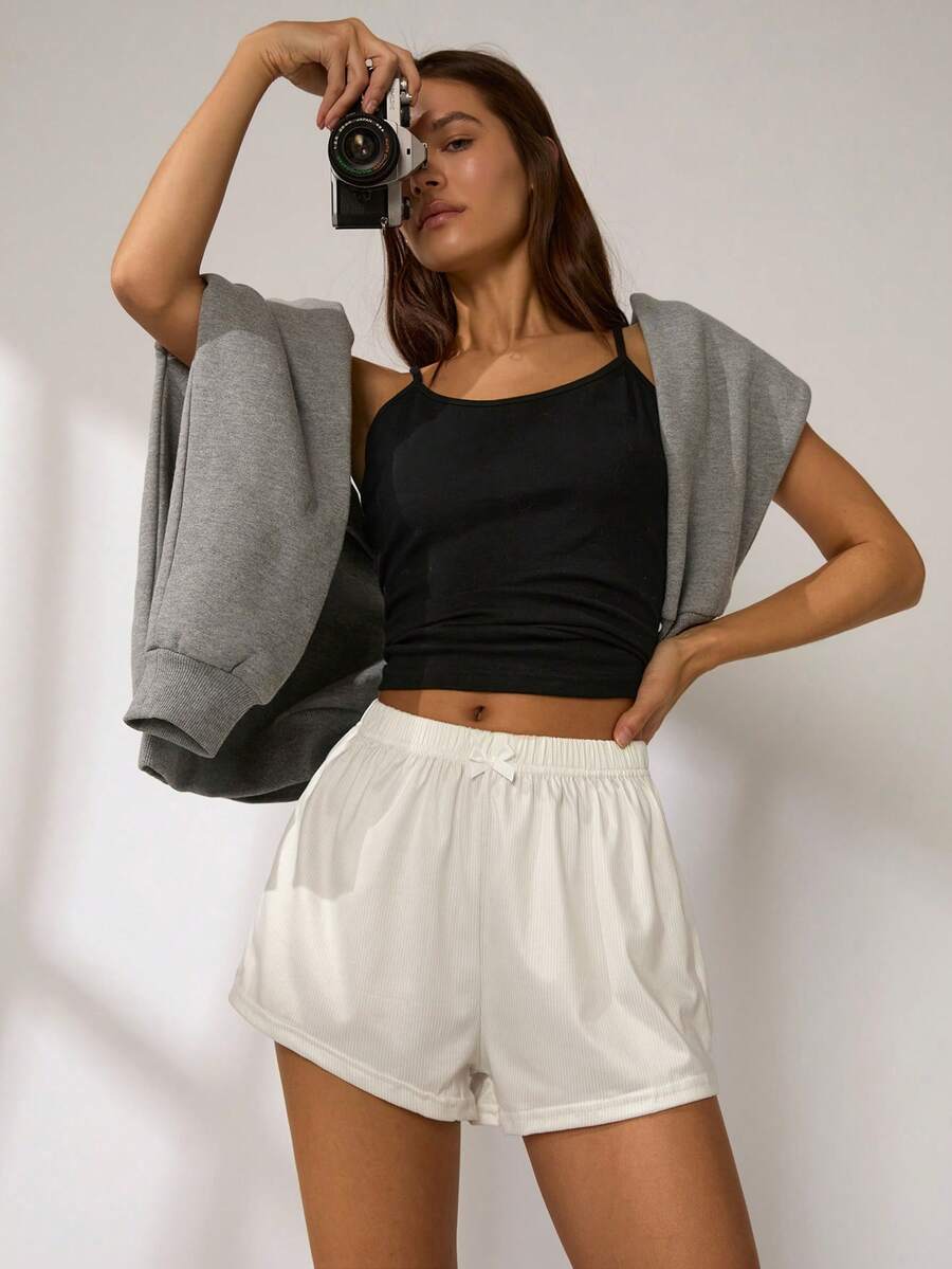 Lowkey Lull 女士 3 件套纯色和格子图案夏季睡衣短裤、睡裤 - 彩色 - 查看 1