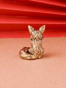 1件黄铜仿狐狸摆件，金属工艺微景观装饰品，生日礼物，毕业礼物 - 彩色 - 查看 4