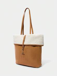 SHECARRY 女士棕色休闲通勤手提包 - 駝色 - 查看 3