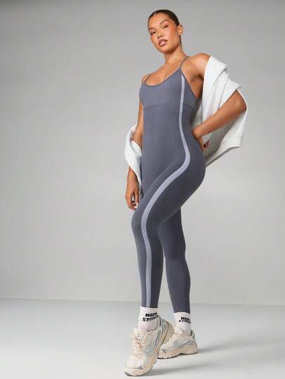 MISSGUIDED Mono deportivo de longitud completa con rayas laterales para activewear, entrenamiento, ejercicio, gimnasio y rendimiento deportivo