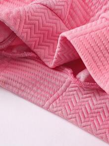 Babygirl 可爱粉色长袖连帽衫和裤子套装，秋冬 - 粉色 - 查看 9