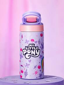 My Little Pony X SHEIN 16 盎司/500 毫升不锈钢保温防漏水杯，带吸管盖和硅胶吸管，方便男孩女孩使用，非常适合露营和上学使用。 - 淡紫色 - 查看 2