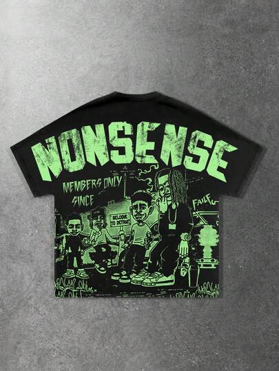 Street Life 1pc Men's Batwing Sleeve Round Neck Short Sleeve Casual T-Shirt