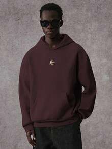 STYNVO sweat-shirt à capuche décontracté à manches longues avec poche et imprimé géométrique pour hommes, sweat-shirt à capuche bordeaux pour l'automne/l'hiver pour hommes - Rouge foncé - Voir 6