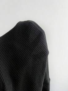 SHEIN Unity Maglietta a maniche lunghe nera da donna, elegante per l'autunno/inverno, adatta per uso quotidiano, feste e casual, con colletto in pizzo - nero - Visualizzare 3