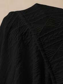 Boho Mama Maternity Casual Solid Color Textured Drawstring Waist T-Shirt - Black - View 8