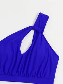 Swim Vcay Women's Solid Color Cutout Sexy Bikini Swimsuit Set, Summer Beach - Royal Blue - View 3