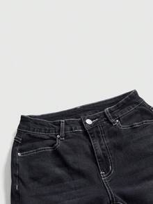 ROMWE Grunge Punk Y2K Vintage Distressed Low Waist Flare Jeans For Women - Black - View 3