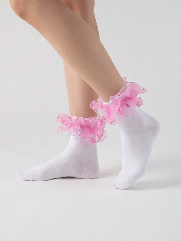 ROMWE Kawaii Tất công chúa viền ren dễ thương dành cho nữ mặc hàng ngày