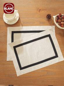 1 件/2 件/4 件简约风格涤纶亚麻混纺桌面餐垫，矩形或正方形，适用于厨房、餐桌、家居装饰、节日、派对、婚礼装饰、室内和室外、野餐垫 - 米色 - 查看 1
