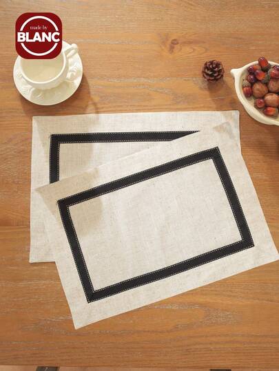 1pc/2pcs/4pcs Simple Style Polyester-Linen Blend Tabletop Placemats, Rectangular Or Square, Suitable For Kitchen, Dining Table, Home Decor, Holiday, Party, Wedding Decorations, Indoor And Outdoor, Picnic Mats