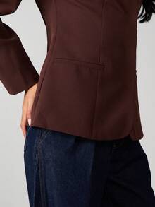 MISSGUIDED Áo khoác blazer không cổ chuyên nghiệp cho công sở, trang phục công sở lịch sự, trang trọng, có cấu trúc phù hợp với nghề nghiệp - Cà phê nâu - Xem 6