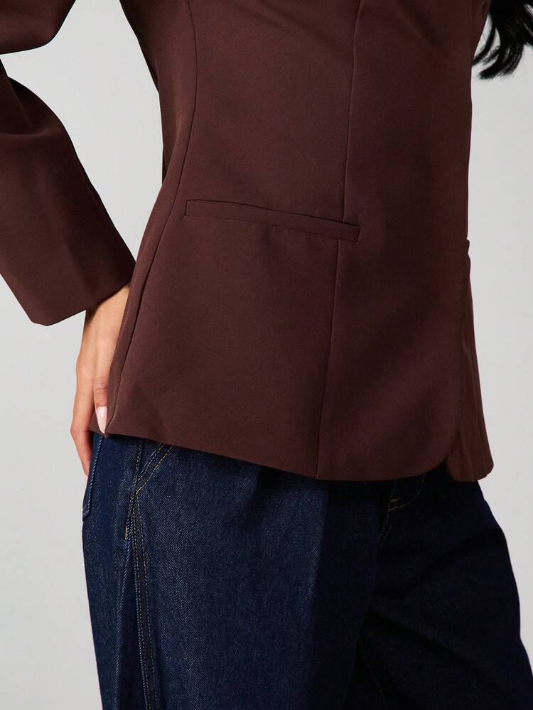 MISSGUIDED Professional Collarless Blazer For Office Business Formal Structured Tailored Career Workwear