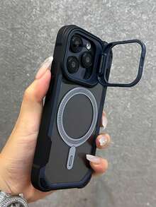 镜头支架磁吸无线充电手机壳，兼容防震边框保护套，防水防摔防刮花 - 黑色 - 查看 1