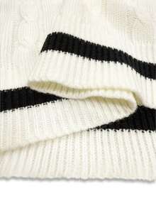 Franclia 撞色边简约长袖马匹刺绣Polo领针织毛衣 - 黑與白 - 查看 5