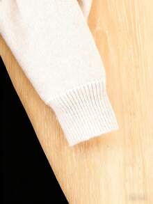 SHEIN 青少年女孩花卉蝴蝶結針織毛衣與百褶裙套裝，黑白配色，秋季休閒度假返校兩件式冬季套裝 - 黑色 - 查看 6