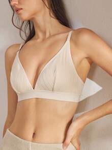 Ocili Women's Comfortable Cotton Rib Knit Bra - Khaki - View 7
