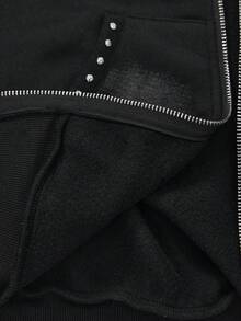 Bloopia 复古摇滚叛逆甜美酷女孩风格时尚优雅百搭女款秋冬新款哥特兔耳印花宽松休闲连帽长袖卫衣外套