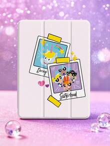 THE POWERPUFF GIRLS X SHEIN 1个可爱创意卡通花朵、泡泡、毛茛图案简约防震时尚平板电脑保护套，万圣节和圣诞节礼物，兼容三星Galaxy Tab、iPad 10代、iPad 7/8/9代（10.2英寸） - 彩色 - 查看 3