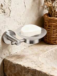 Cirelle 1 pieza Portasabón de acero inoxidable para inodoro, portasabón autoadhesivo de pared, para baños y aseos - Diseño moderno, estructura de metal duradera, portarrollos de papel higiénico y portasabón para baño - Multicolor - Ver 4