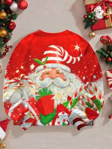 Manfinity Homme Men's Cute Santa Claus Red Pullover Sweatshirt Christmas Sweatshirt For Men - Multicolor - View 2
